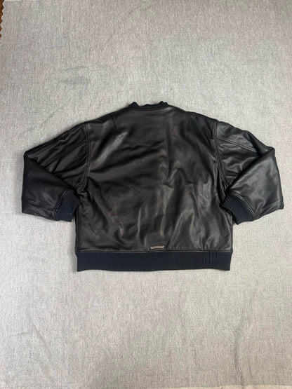 Chrome Hearts leather baseball jacket