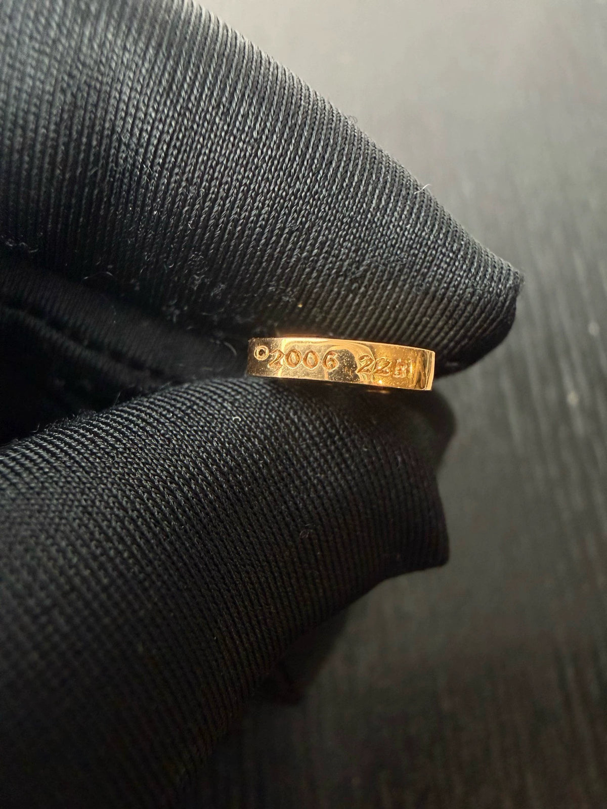 Chrome Hearts 22k gold diamond dog tag pendant