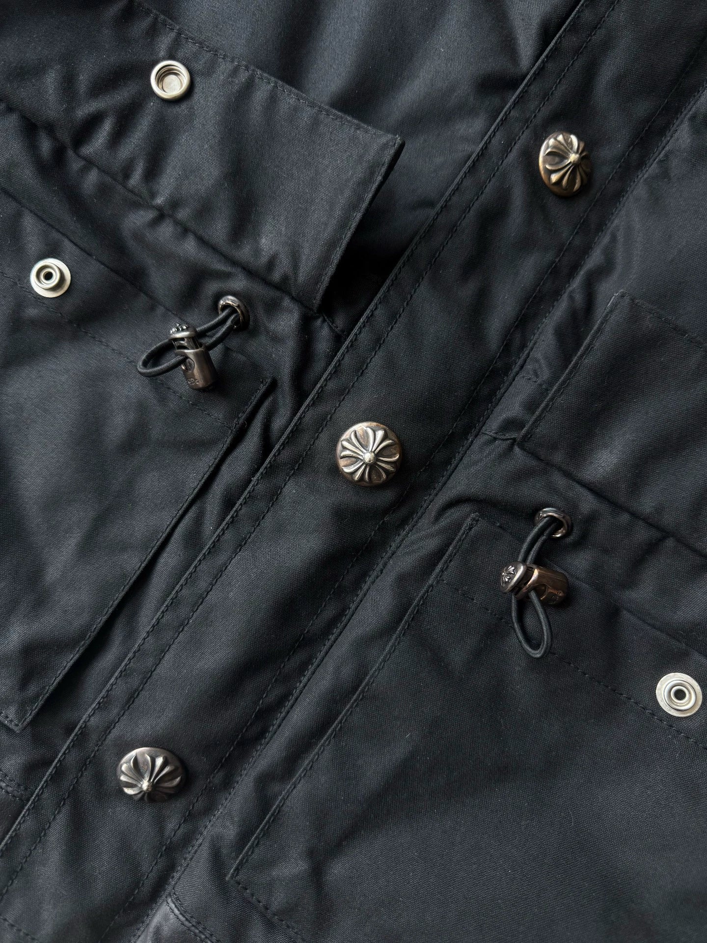 Chrome Hearts fur-trimmed leather-trimmed down-filled coat
