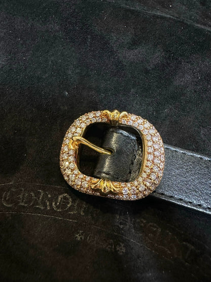 Chrome Hearts 22k gold belt with full diamond buckle