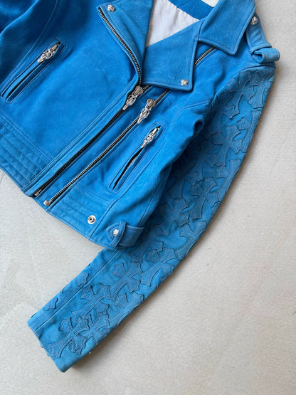 Chrome Hearts Women's 1 of 1 Leather Motorcycle Jacket with Full Cross Patchwork on the Arms