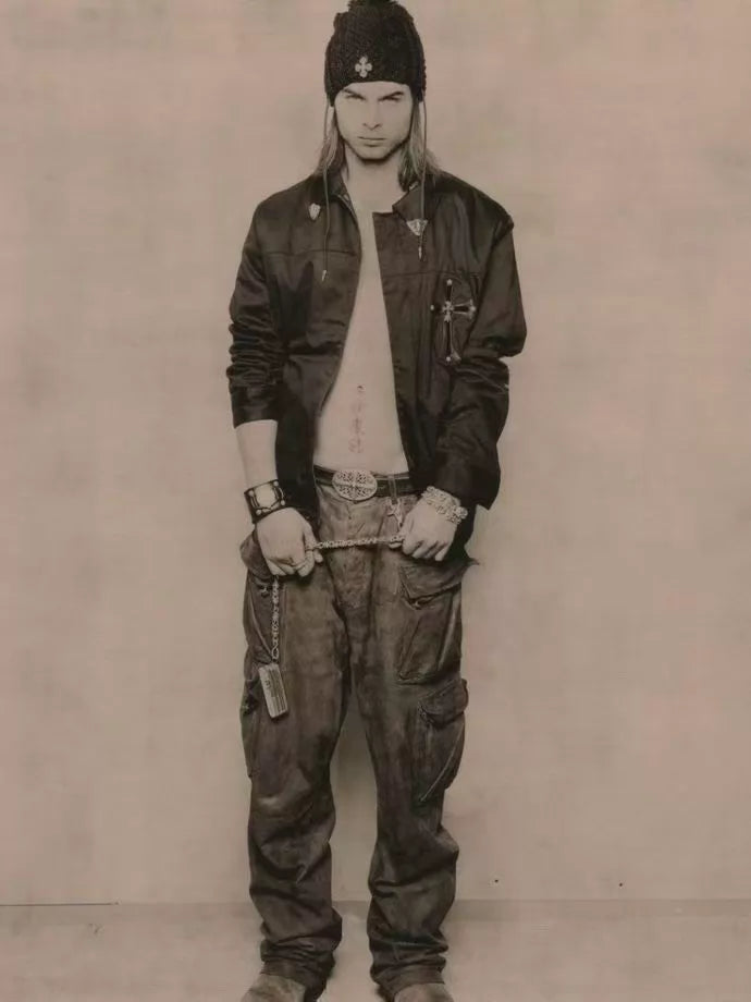 Chrome Hearts Fatigue Fleur Knee Flame Knee Multi-Pocket Cargo Jeans