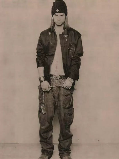 Chrome Hearts Fatigue Fleur Knee Flame Knee Multi-Pocket Cargo Jeans