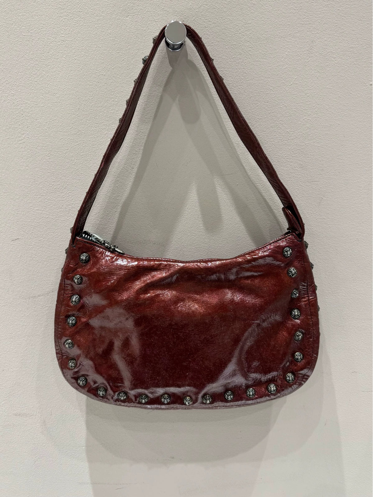 Chrome Hearts red patent leather Hobo Shoulder Bag