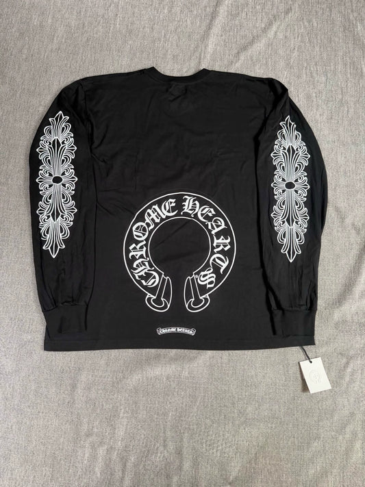 Chrome Hearts floral print horseshoe long-sleeved shirt