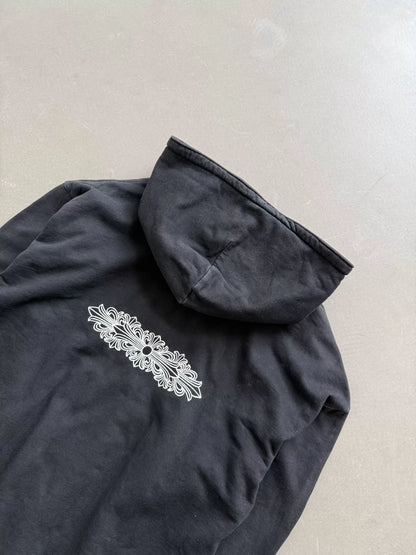 Chrome Hearts zip-up sweatshirt with vine cross pattern on the back