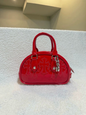Chrome Hearts limited edition red patent leather mini bowling Bag