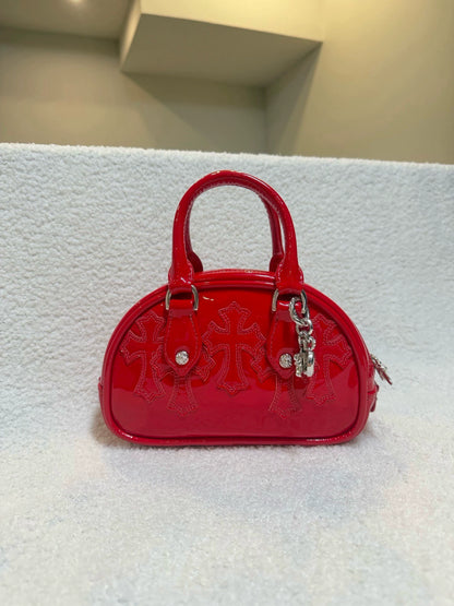 Chrome Hearts limited edition red patent leather mini bowling Bag