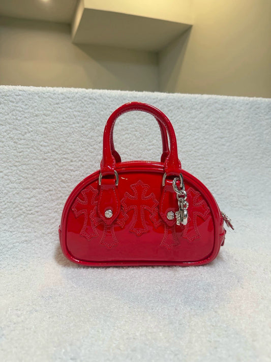 Chrome Hearts limited edition red patent leather mini bowling Bag