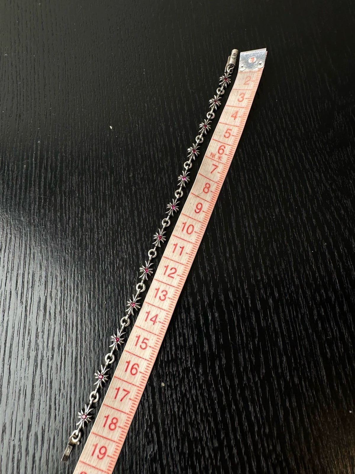 Chrome Hearts Sterling Silver Ruby Tiny Bracelet