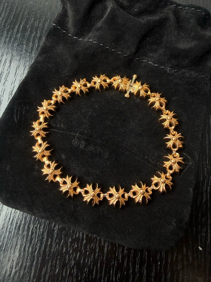 Chrome Hearts 22k gold CH Plus cross flower bracelet