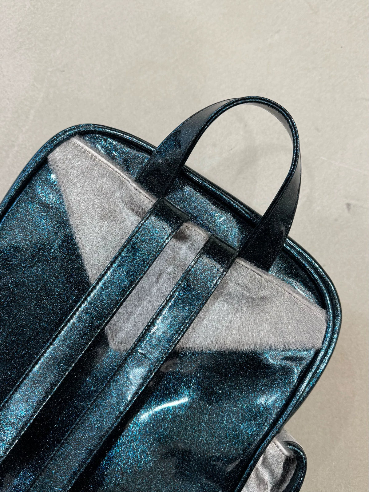 Chrome Hearts Glitter Starry Sky Leather Patchwork Silver Horse Hair Backpack with Silver Jewelry