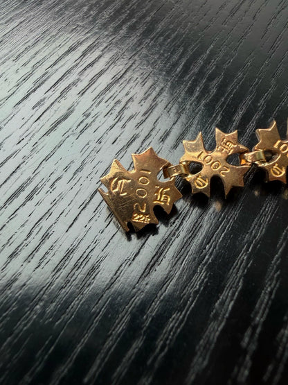 Chrome Hearts 22k gold CH Plus cross flower bracelet