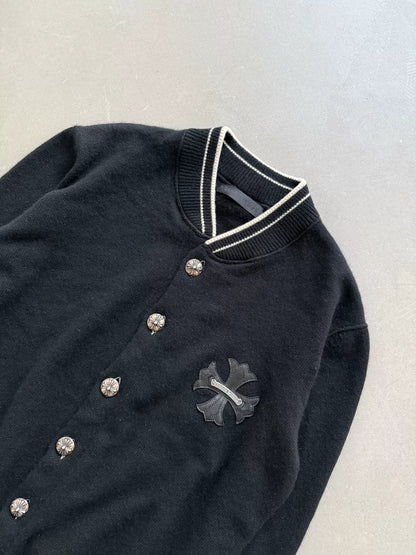 Chrome Hearts Cross-Panel Cashmere Knit Cardigan with Silver Buckles