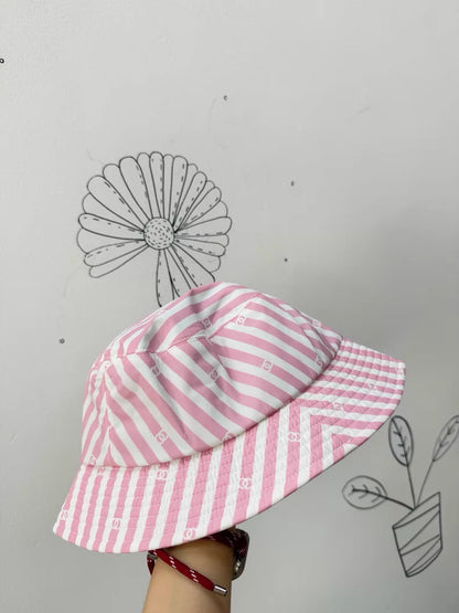 Chanel pink and white hat