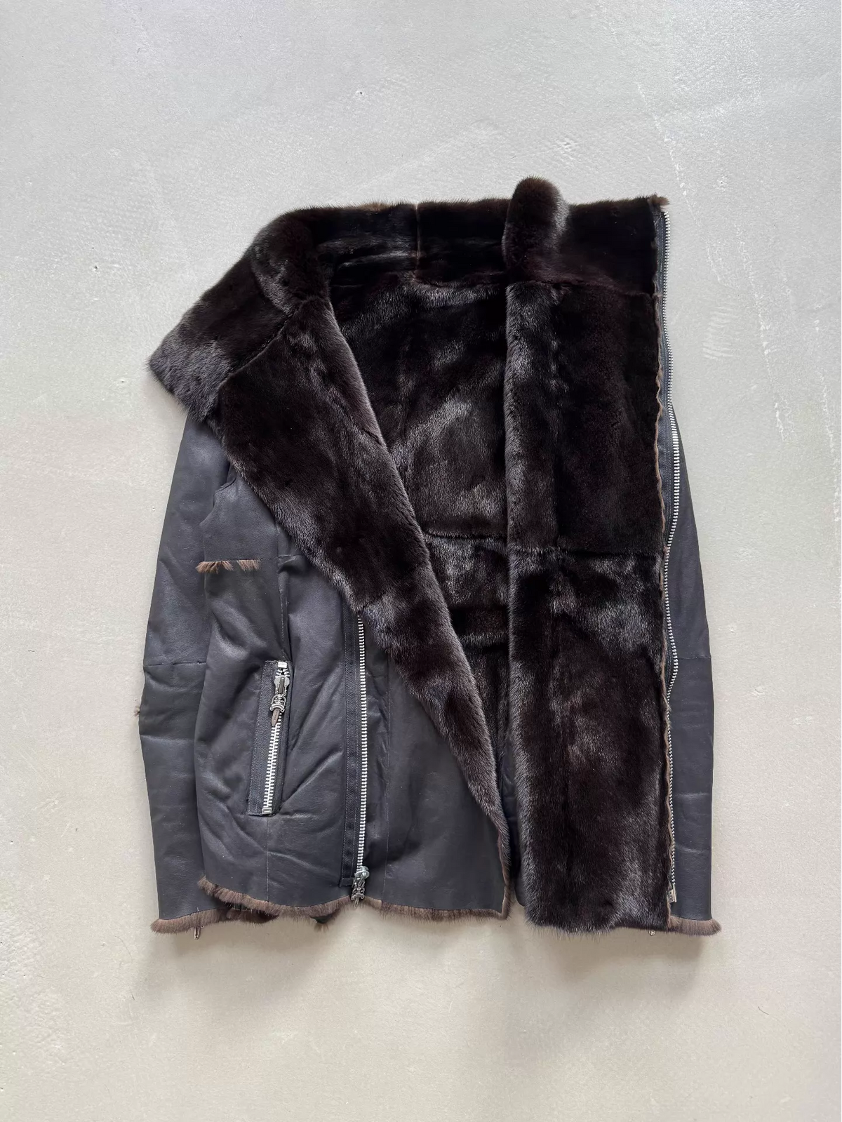 Chrome Hearts x Rick Owens Mink Fur Lined Jacket