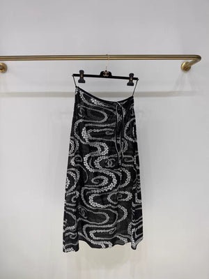 Chanel  black printed midi skirt