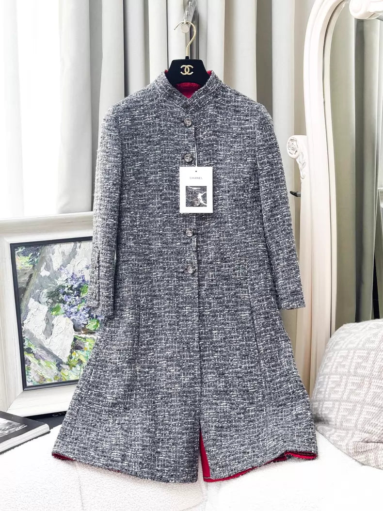 Chanel 24A grey tweed coat