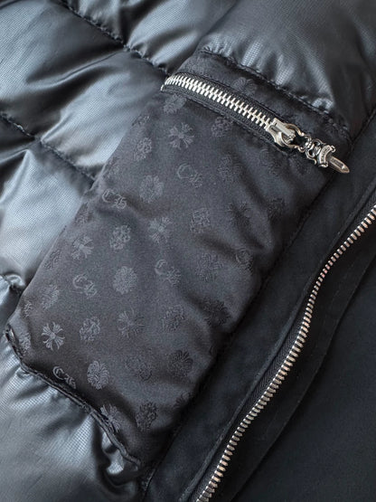 Chrome Hearts fur-trimmed leather-trimmed down-filled coat