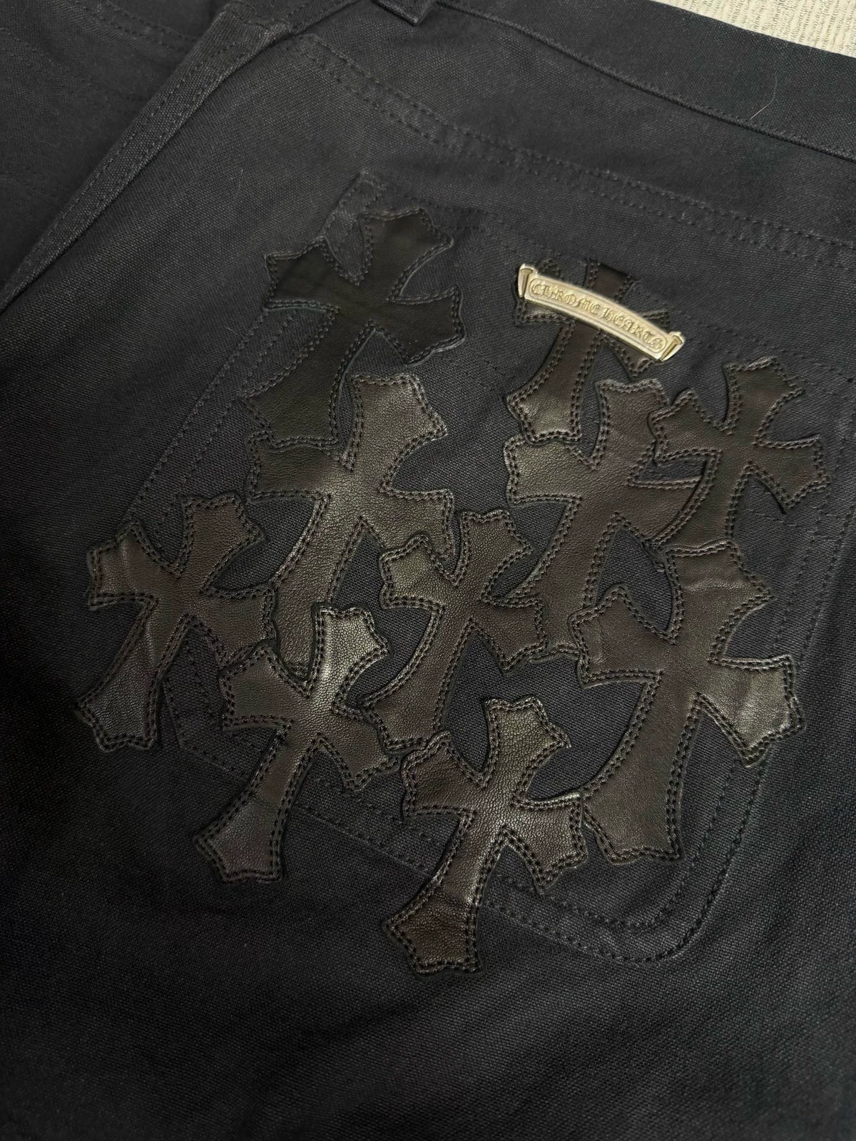 Chrome Hearts cross-patterned leather cargo Pants