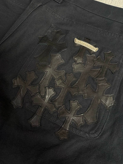 Chrome Hearts cross-patterned leather cargo Pants
