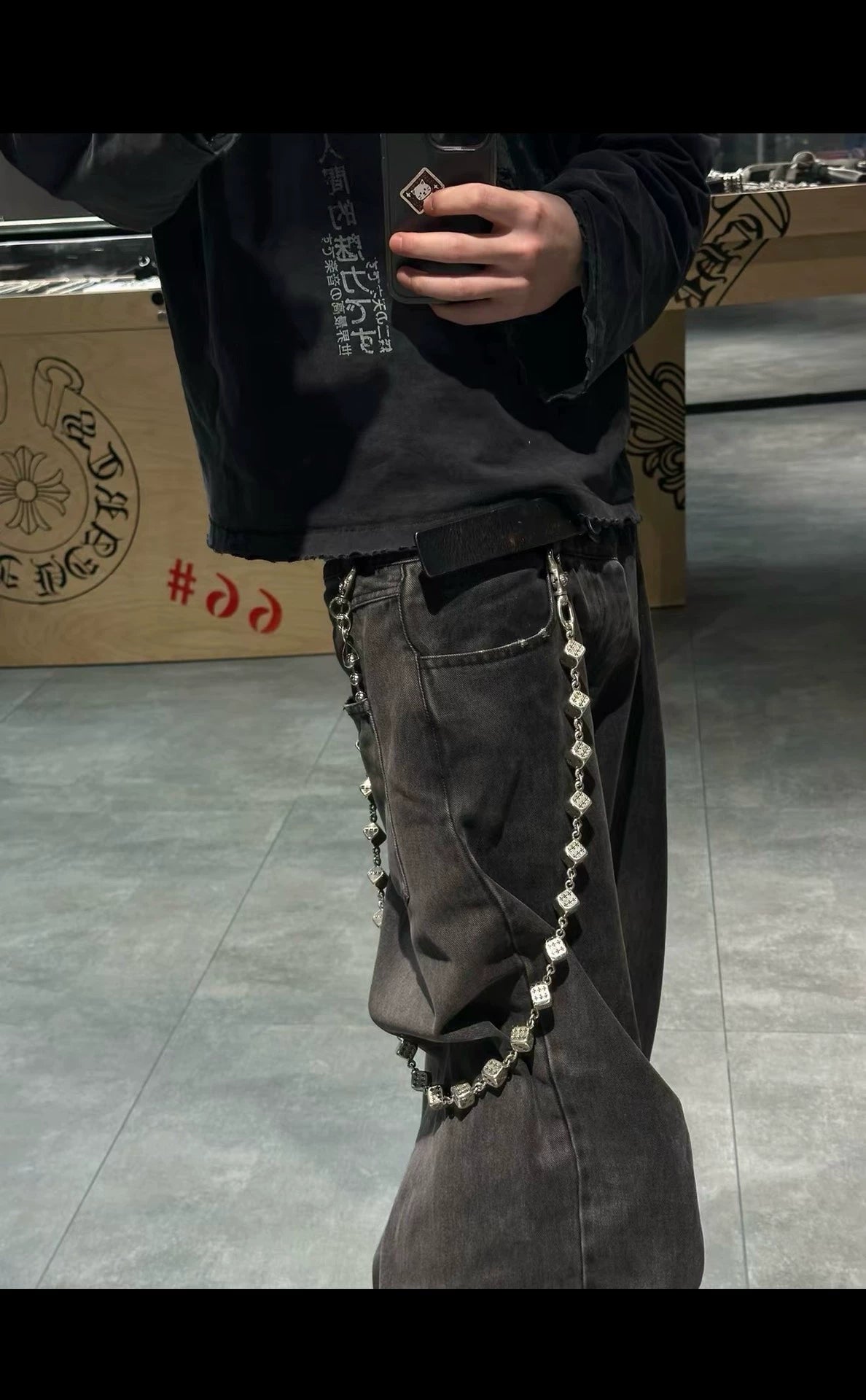 Chrome Hearts Silver Large Dice Double Lobster Buckle Pants Chain
