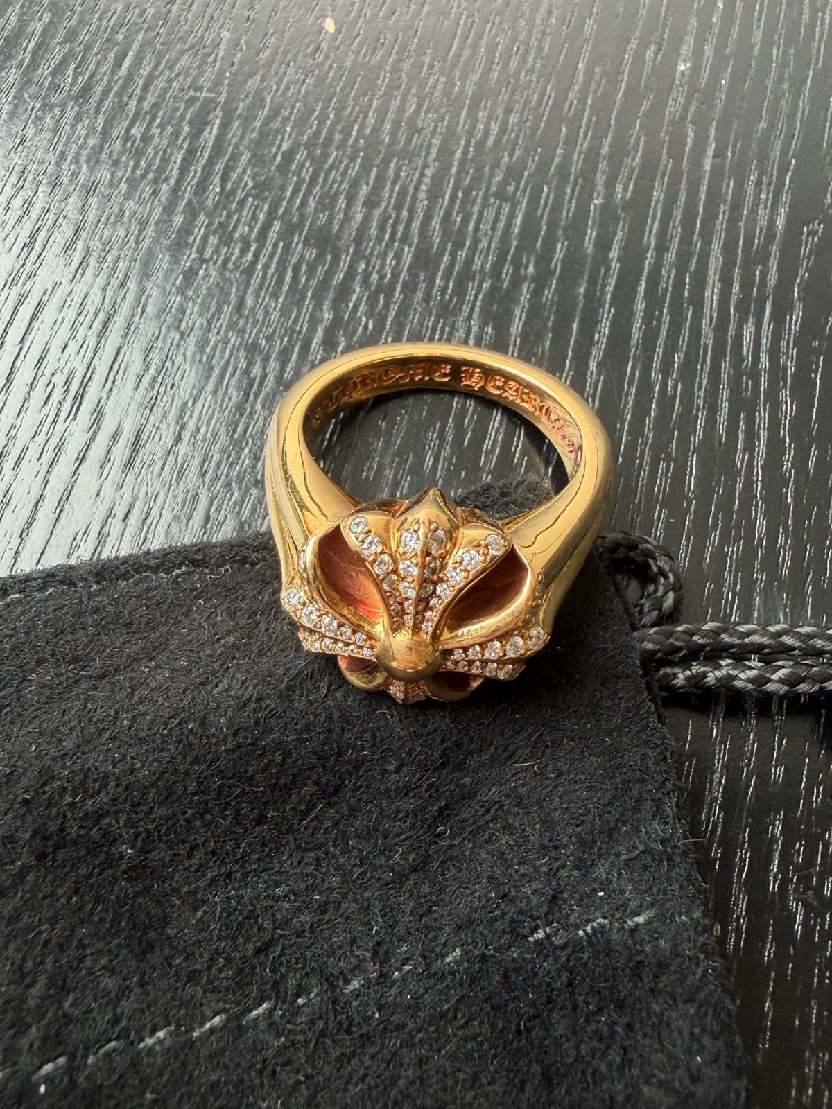 Chrome Hearts 22k gold full diamond CH PLUS Ring
