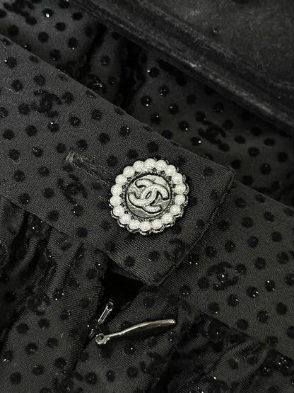 Chanel 24B black velvet midi skirt
