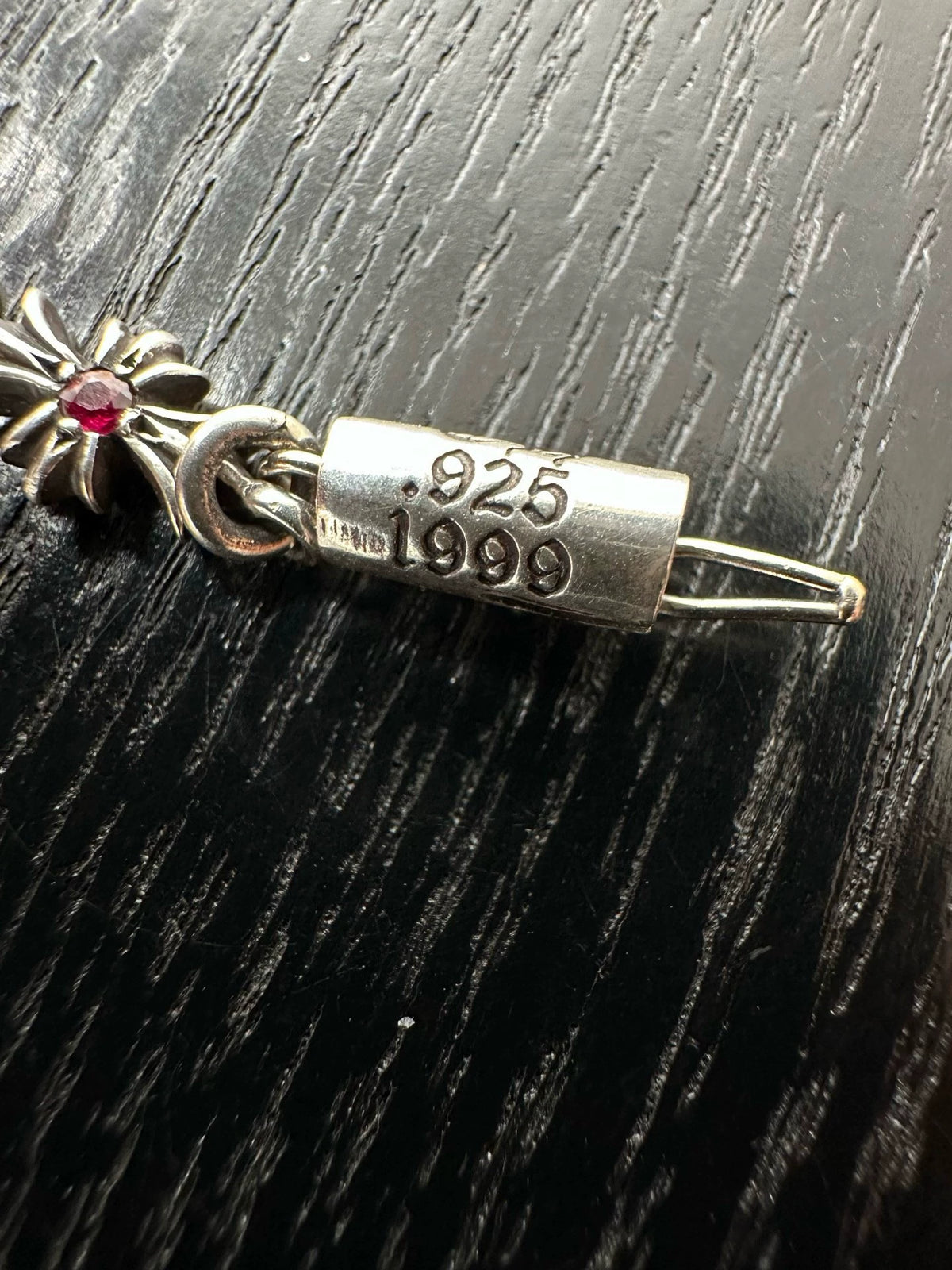 Chrome Hearts Sterling Silver Ruby Tiny Bracelet