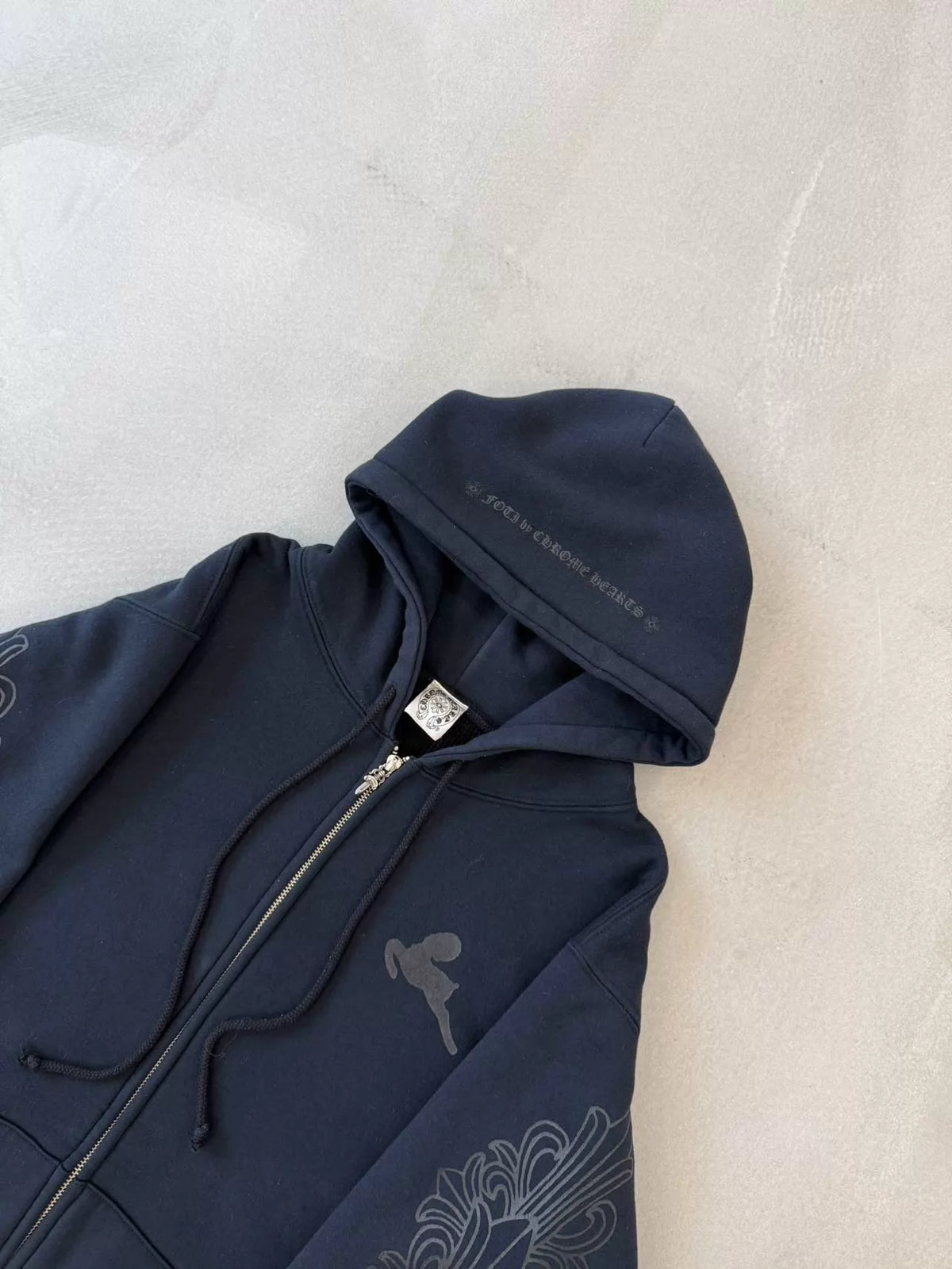 Chrome Hearts Multi-Element Foti Floral Print Waffle-Lined Zip-Up Sweatshirt Jacket