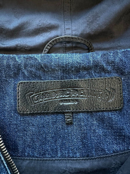 Chrome Hearts blue denim half-zip hoodie jacket