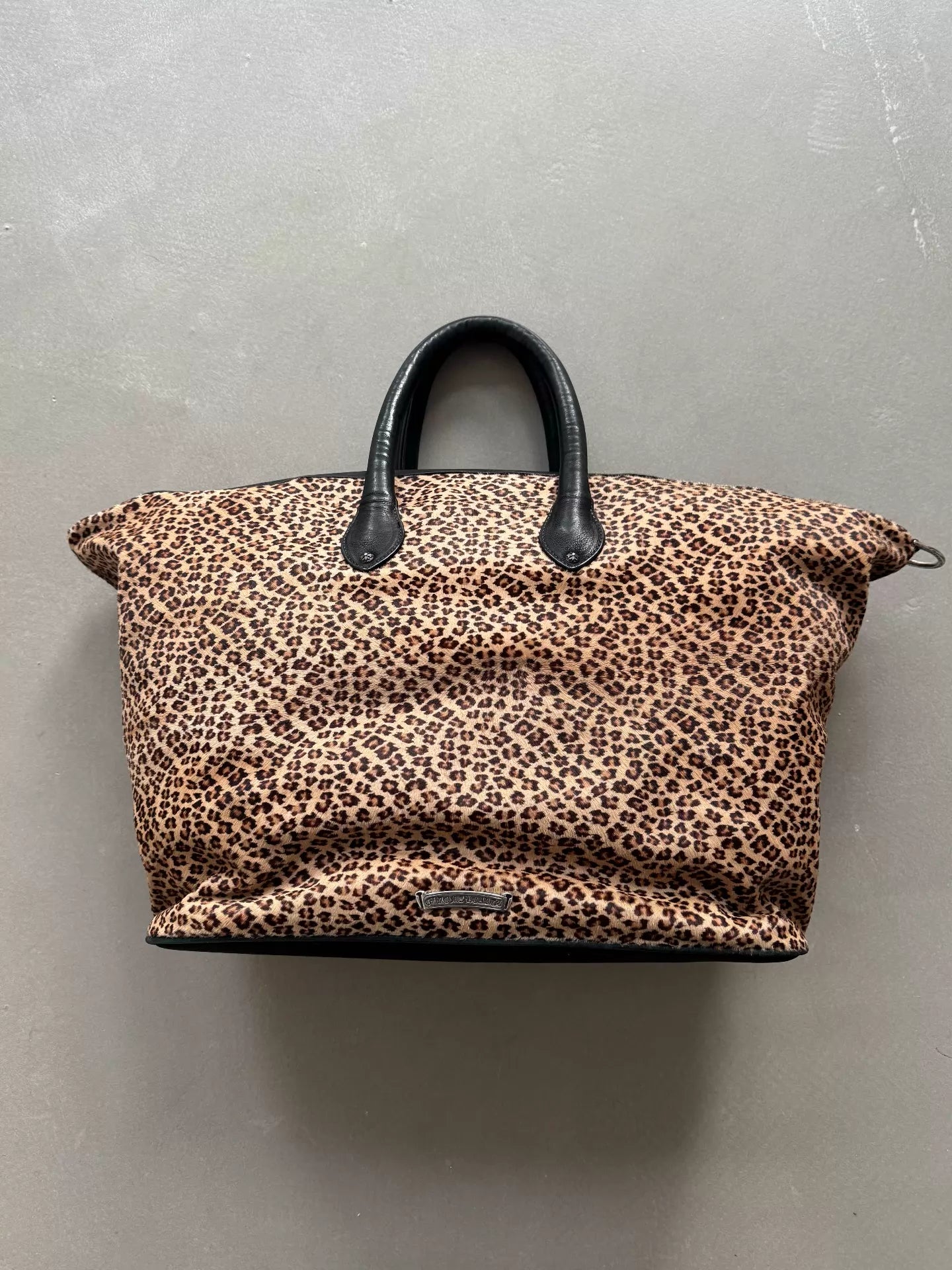 Chrome Hearts Leopard Print Horse Hair Sword with Silver Jewelry, XXL Monica Handbag