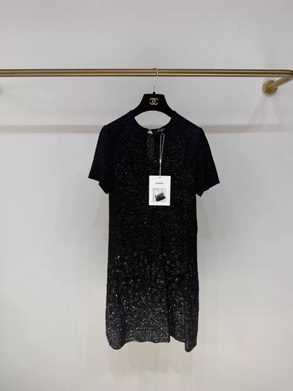 Chanel 25P black shimmering dress