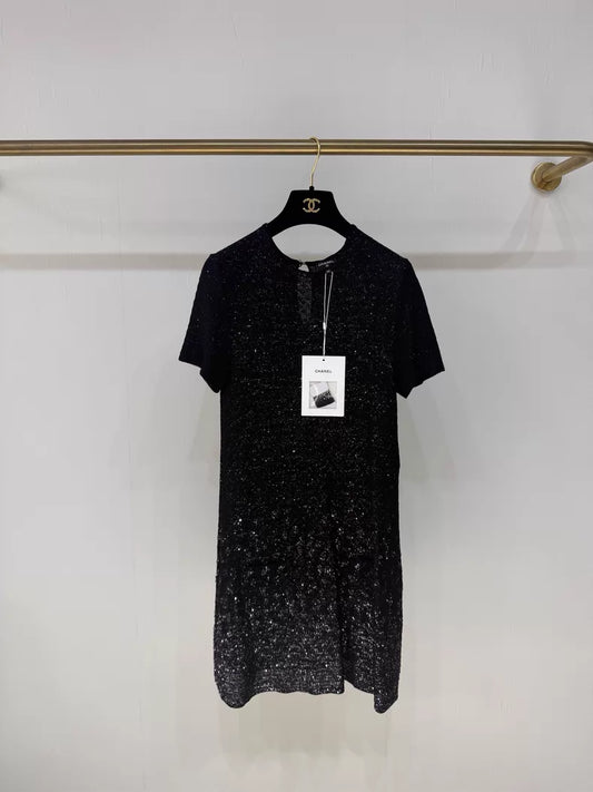 Chanel 25P black shimmering dress