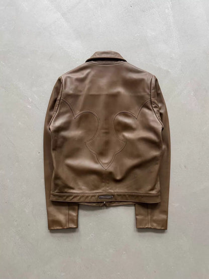 Chrome Hearts Fleur Flame-Patterned Zipper Leather Jacket