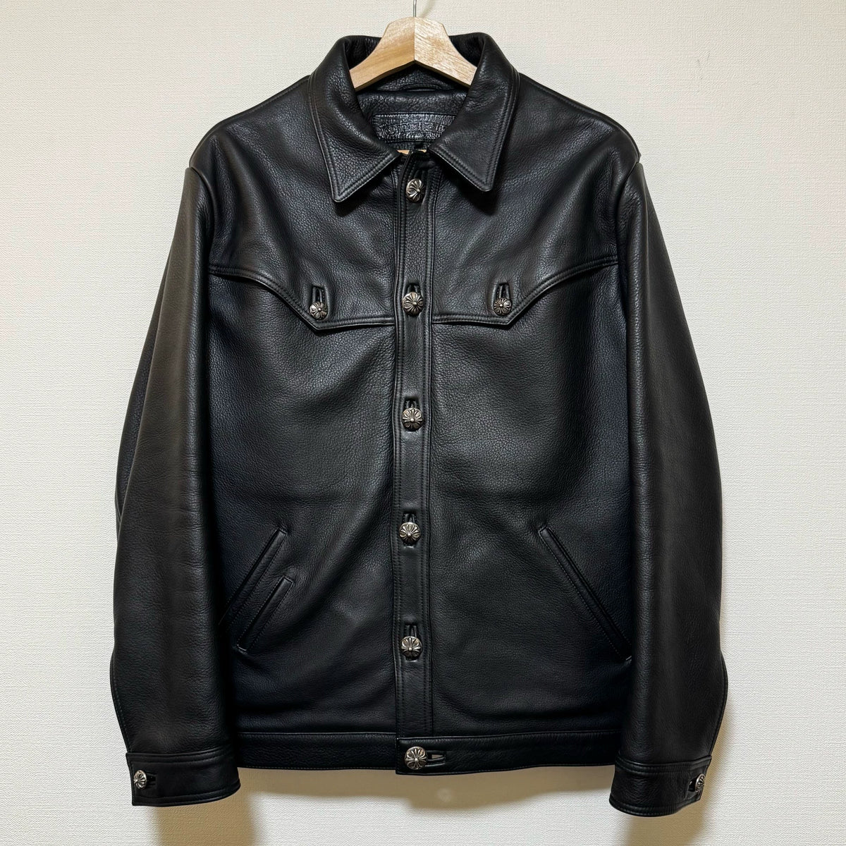Chrome Hearts Multi-button Back Flame Leather Jacket