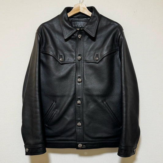 Chrome Hearts Multi-button Back Flame Leather Jacket