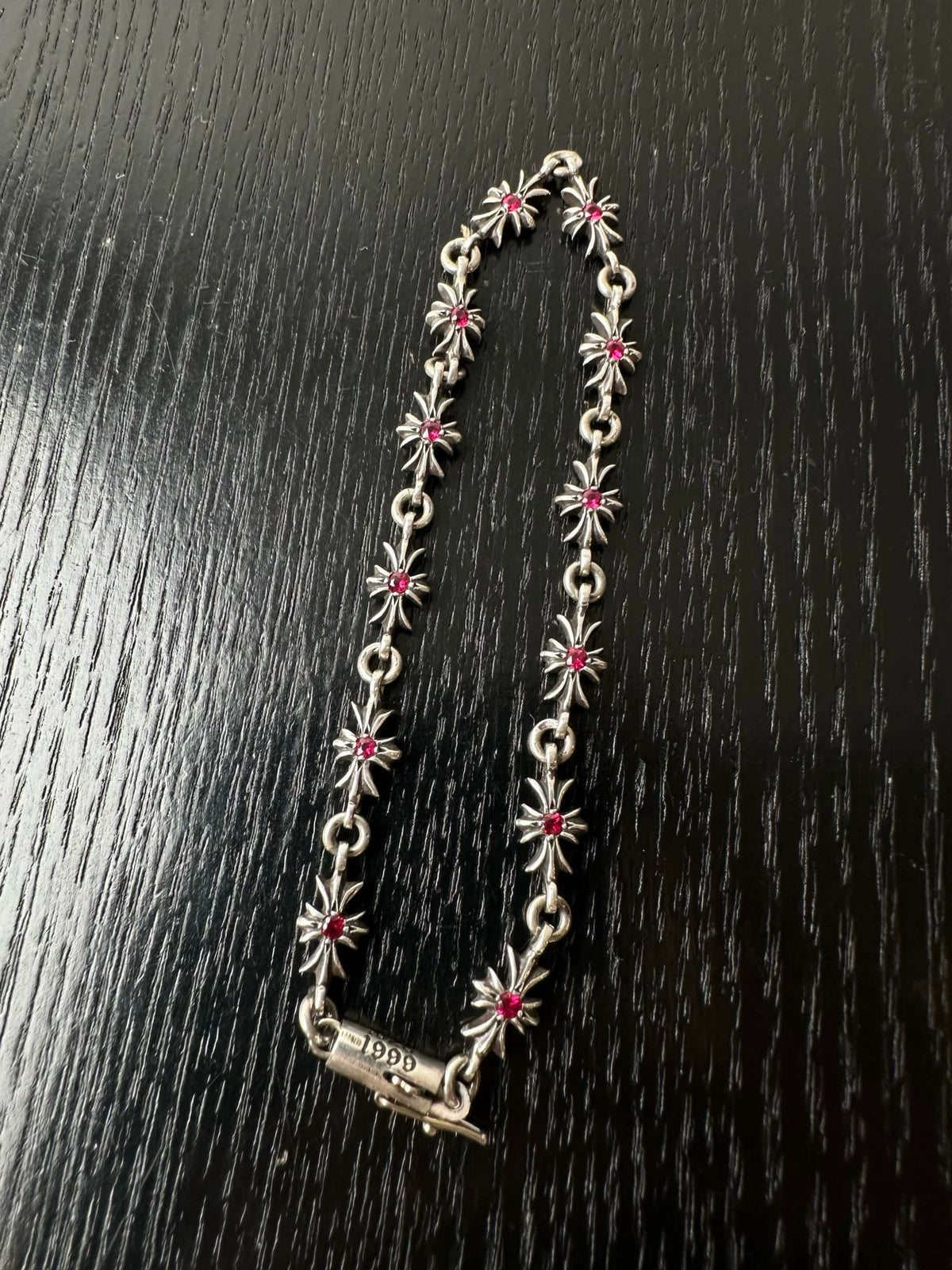 Chrome Hearts Sterling Silver Ruby Tiny Bracelet