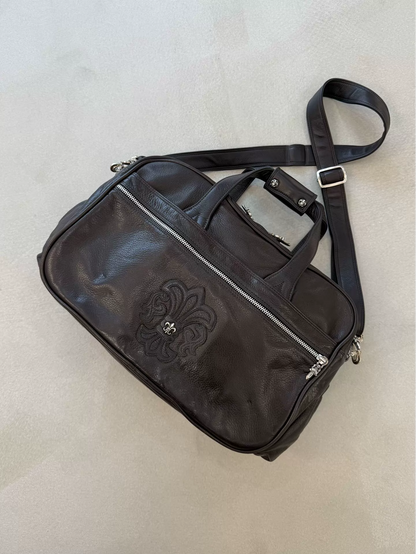 Chrome Hearts Scout Flower Silver-plated Leather Handbag & Crossbody Travel Messenger Bag