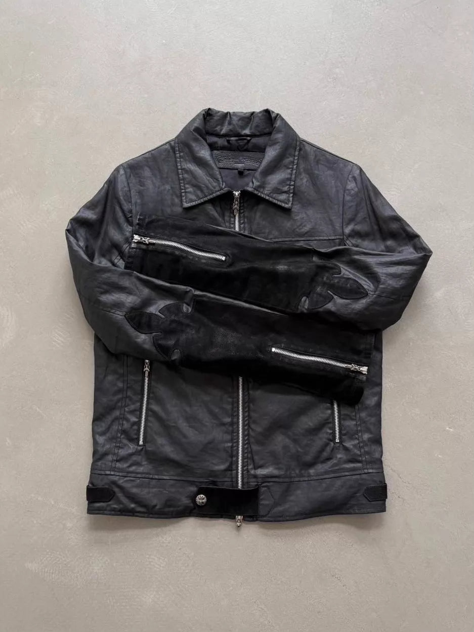 Chrome Hearts Special Coated Goatskin Fleur Flame Sleeve Jacket