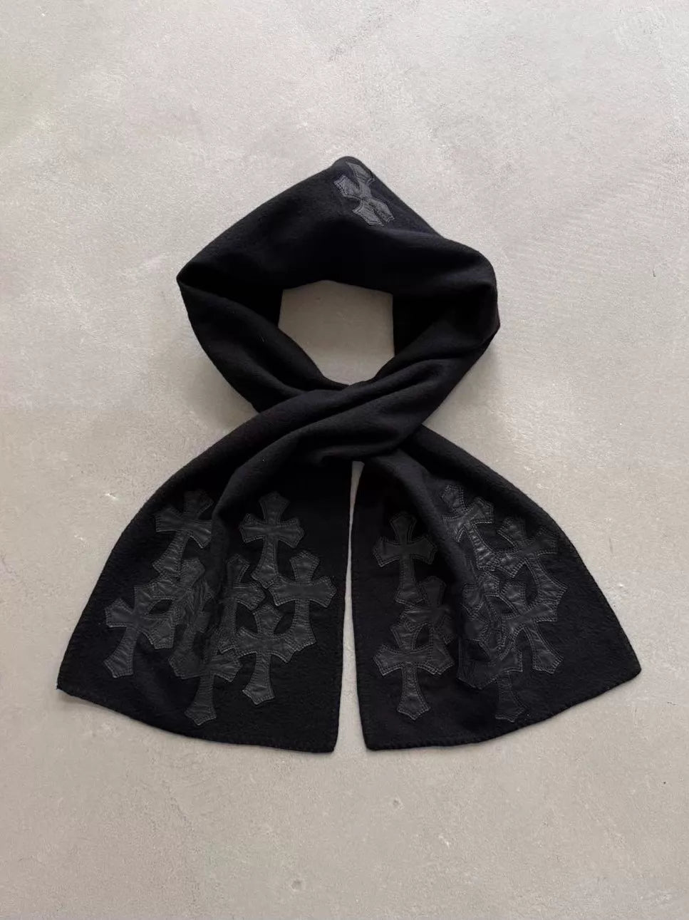 Chrome Hearts Black Multi-Cross Appliqué Cashmere Scarf