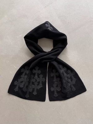 Chrome Hearts Black Multi-Cross Appliqué Cashmere Scarf