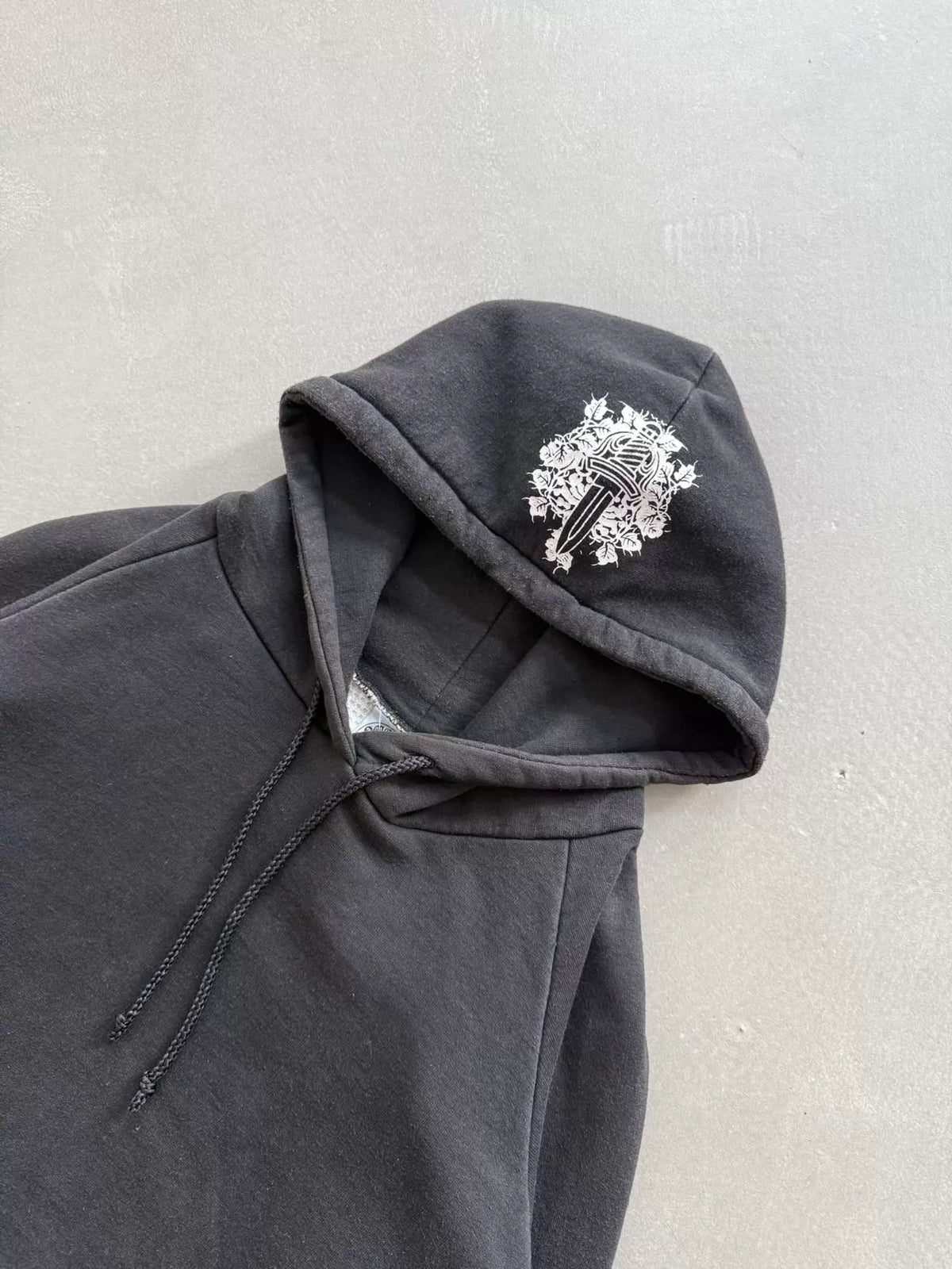 Chrome Hearts floral print hoodie with horseshoe print on the back