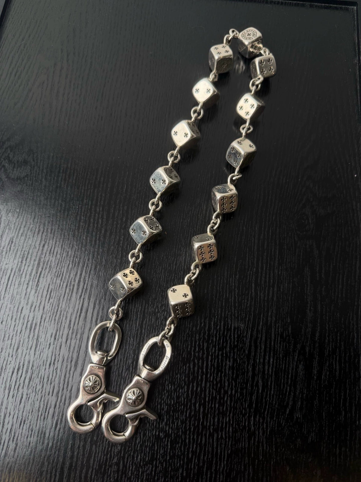 Chrome Hearts Silver Large Dice Double Lobster Buckle Pants Chain
