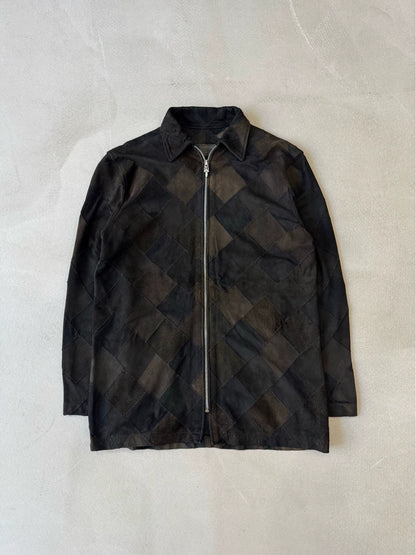Chrome Hearts Fleur Flame Shirt with Leather Trim