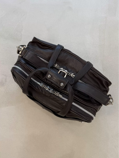 Chrome Hearts Scout Flower Silver-plated Leather Handbag & Crossbody Travel Messenger Bag
