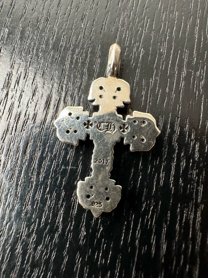 Chrome Hearts Silver White Nine-Diamond Flame Cross