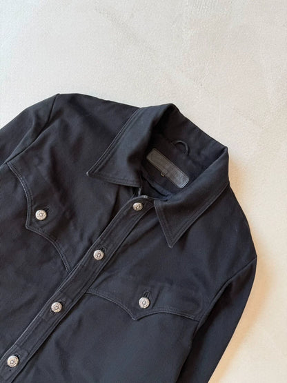 Chrome Hearts Mid-Length Denim Jacket/Coat with Silver Buttons