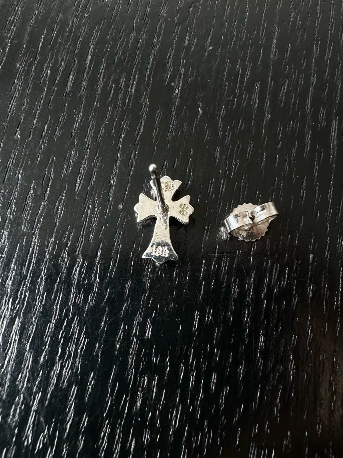 Chrome Hearts 18k White Gold Diamond Cross Earrings