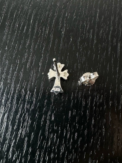 Chrome Hearts 18k White Gold Diamond Cross Earrings